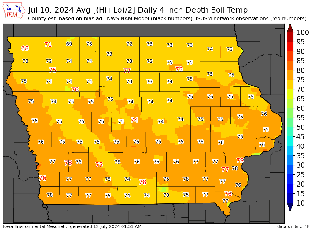 IEM :: ISU Soil Moisture County Temperature Estimates1024 x 768
