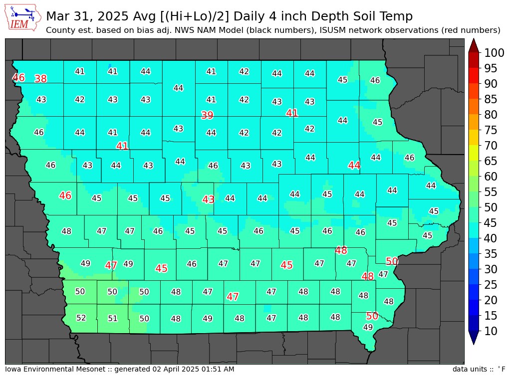 IEM :: ISU Soil Moisture County Temperature Estimates1024 x 768