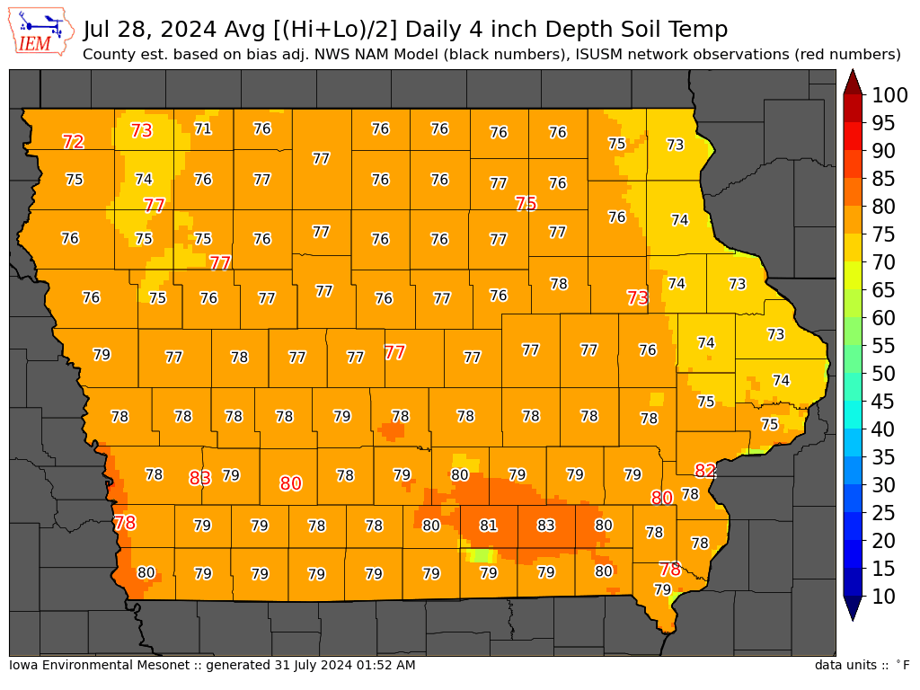 Iowa soil temperatures 3 days ago 