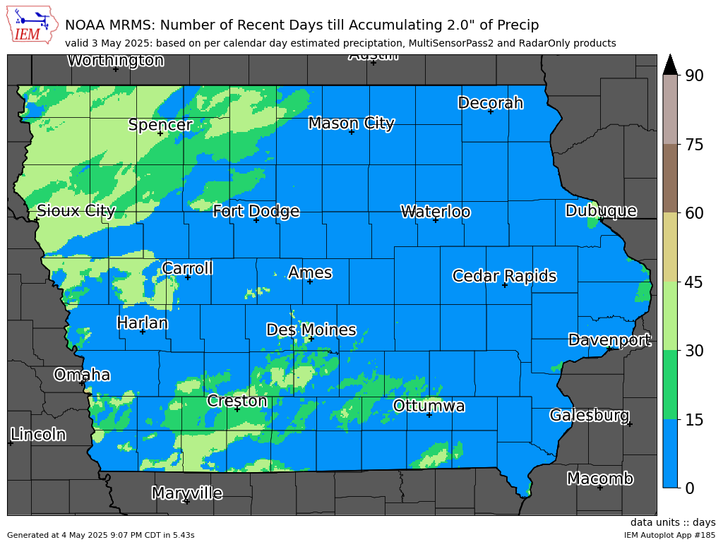 Days to Accumulate 2 inches